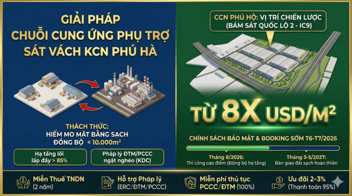 Giải pháp tối ưu chuỗi cung ứng phụ trợ khi thuê đất kcn phú hà và cụm công nghiệp phú hộ